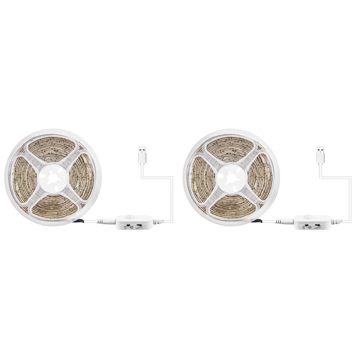 Smart Motion Sensor LED Night Light - 2 Pack 5V USB Closet Light for Wardrobe, Cabinet, Hallway (White) - Perfect for Bedroom, Bathroom, Stairs & Dark Areas