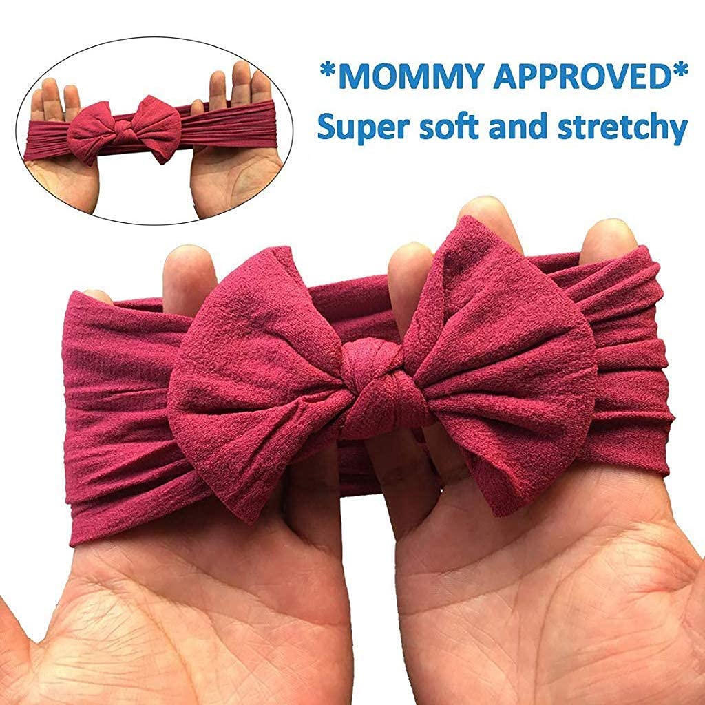 APSAMBR - 3PCS Random Color Baby Nylon Headbands, Soft Stretchy Turban Knot Hairbands for Girls | Perfect for Newborns, Toddlers & Photo Shoots
