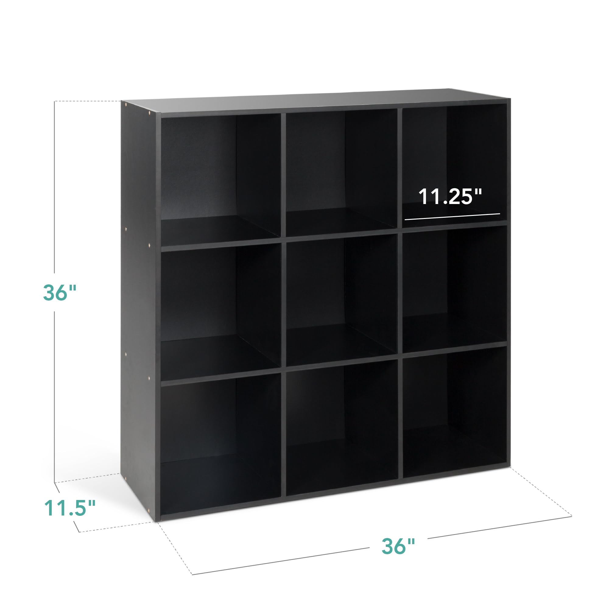 Best Choice Products 9-Cube Storage Organizer Shelf - 11in Openings, Modular Bookcase with 3 Removable Back Panels, Black - Perfect for Living Room, Bedroom, Office & Kids Room Organization
