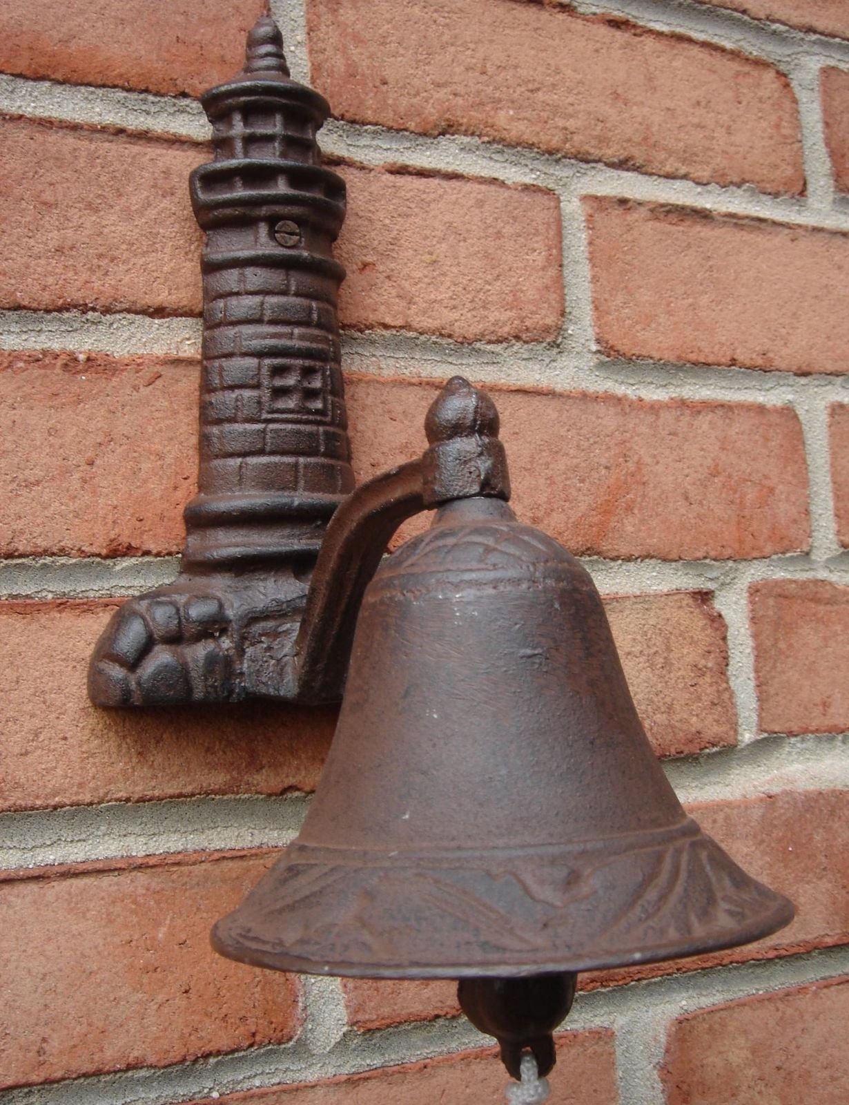 Cast Iron Lighthouse Welcome Sign with Loud Tone Bell - Vintage Coastal Decor for Home, Garden, or Porch | Perfect for Beach House, Cottage & Coastal-Themed Decorations
