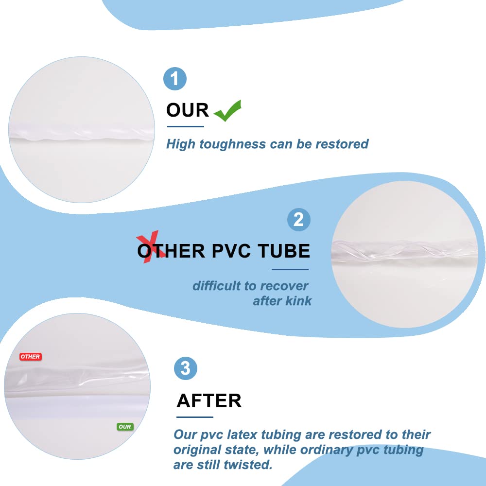Flexible PVC Latex Tubing - 5/8 Inch ID Highly Elastic Hybrid Vinyl Hose for Water & Air Transport - Frosted White 9.84FT - Perfect for Household, Garden & DIY Projects