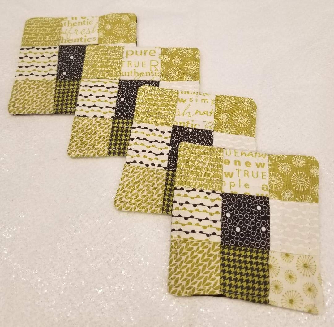 Pure Lime Quilted Coasters Set of 4 - Absorbent & Durable Drink Coasters for Coffee Tables, Bars & Home Decor - Perfect for Parties, Dining & Protecting Furniture