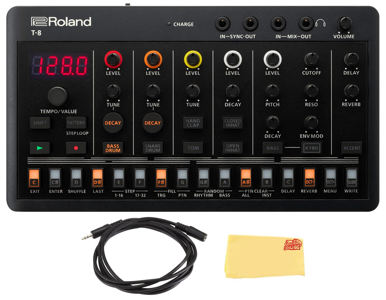 Roland AIRA Compact T-8 Beat Machine Sound Module Bundle with Audio Cable & Polishing Cloth | Professional Drum Machine for Music Production, Live Performance & Studio Recording | Perfect for DJs, Producers & Electronic Musicians
