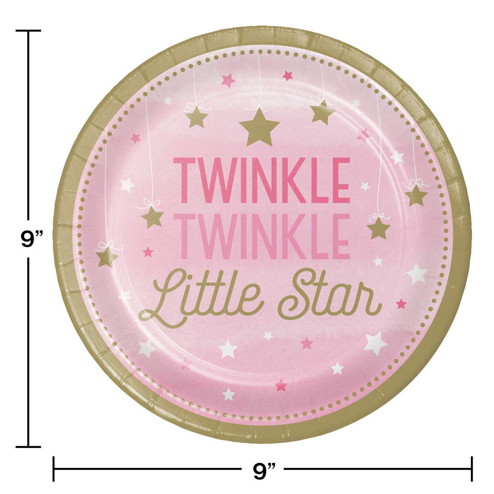 Creative Converting One Little Star Girl Paper Plates - 24 Count | Birthday Party Supplies for Girls | Perfect for Kids' Parties, Baby Showers & Celebrations