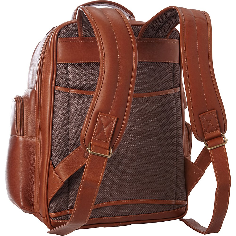 Claire Chase Executive Laptop Backpack for Women & Men - Professional Business Travel Bag with USB Charging Port - Durable Saddle Brown Leather Backpack for Office, Commute & College Students