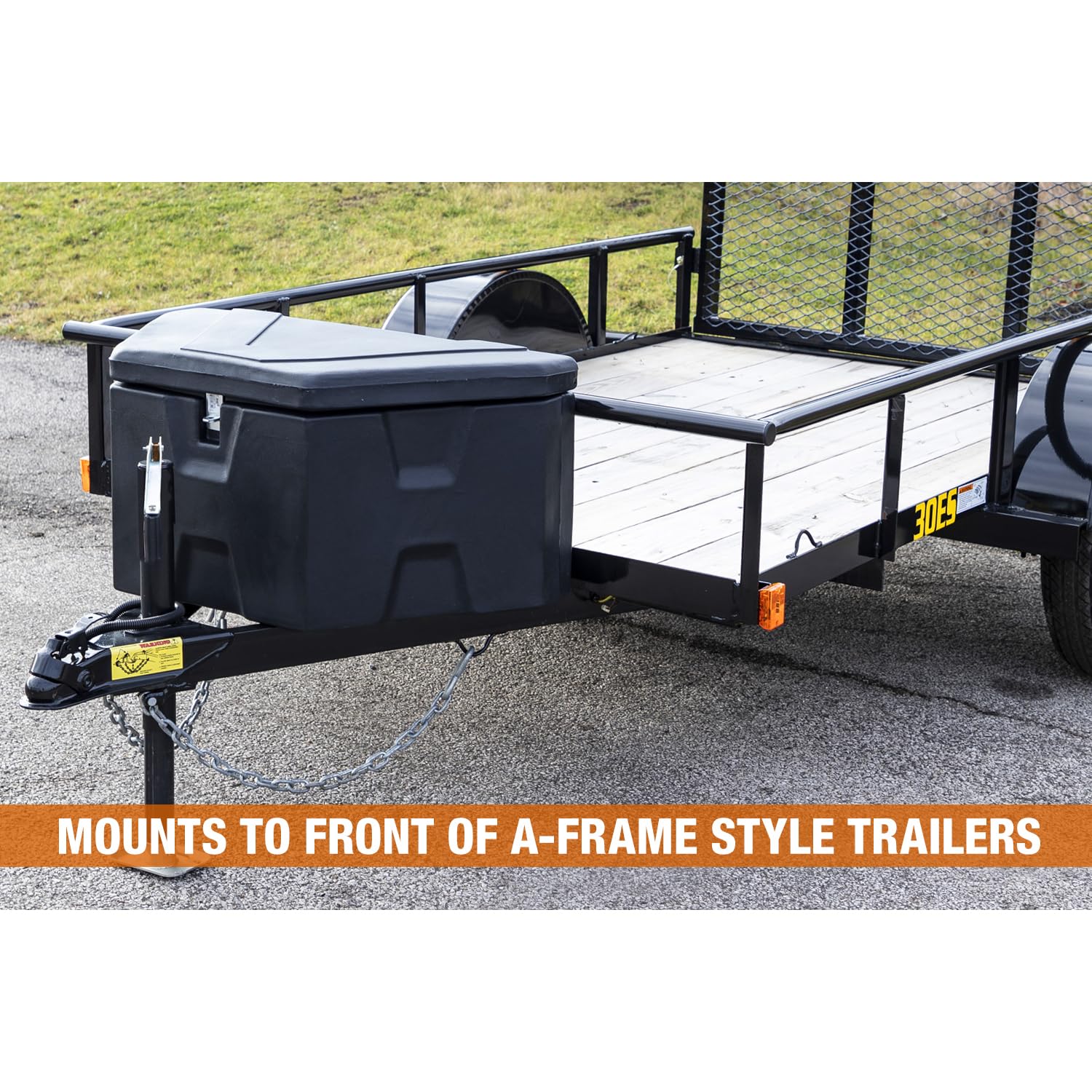 Buyers Products 1701680 Black Poly Trailer Tongue Tool Box - 18x19x36 Inch Heavy Duty Cargo Storage Container - Made in USA - Perfect for Truck, RV & Trailer Organization - Waterproof & Durable for Outdoor Use