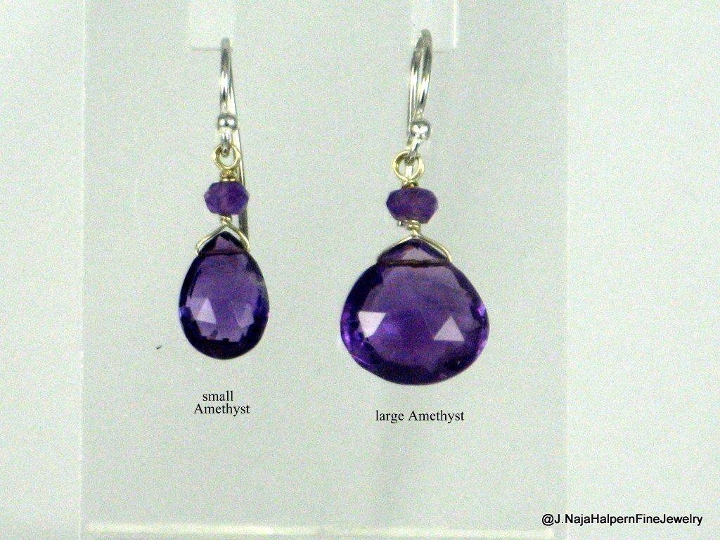 925 Sterling Silver Large Amethyst Briolette Dangle Earrings - 1.5 Inch Purple Gemstone Jewelry for Women | Perfect for Weddings, Parties & Special Occasions