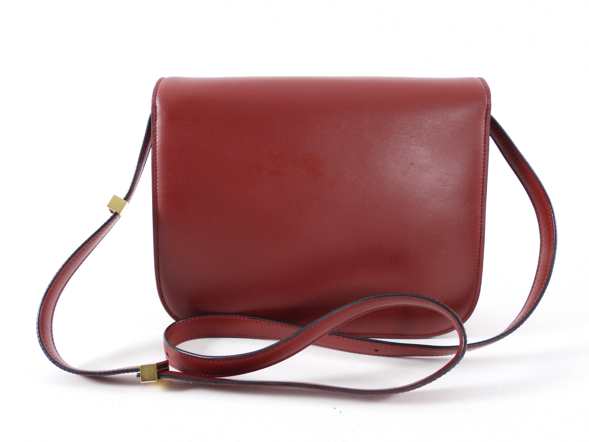 Celine Medium Box Bag in Dark Burgundy Genuine Leather - Luxury Crossbody Handbag for Women, Perfect for Work, Date Night & Travel