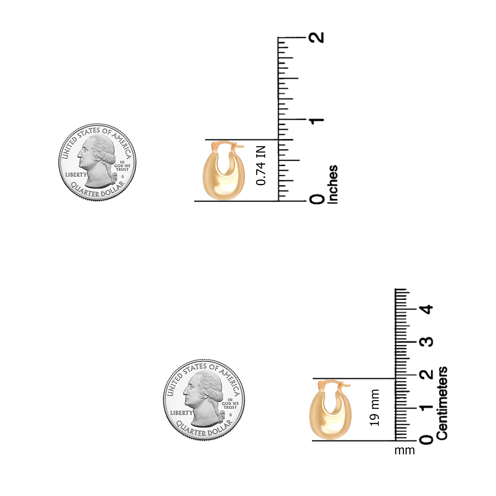 LeCalla 925 Sterling Silver Small Gold-Plated Hollow-Puff Shrimp Hoop Earrings for Women & Teens | Trendy Dainty Jewelry for Everyday Wear, Parties & Gifts