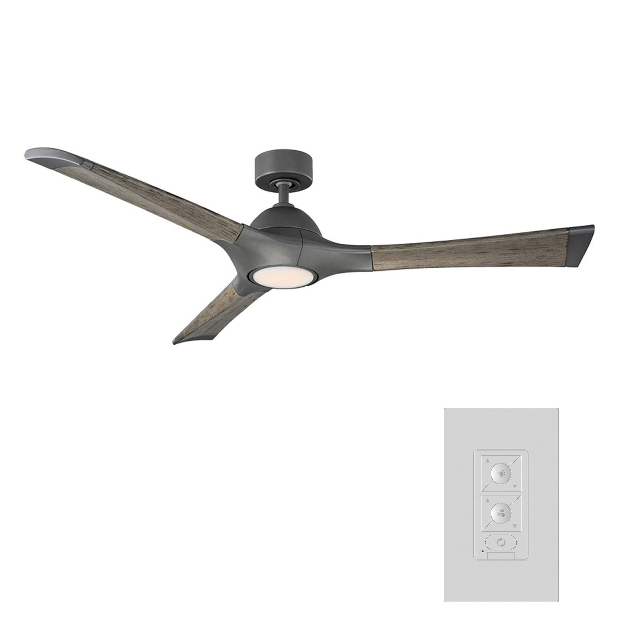 Woody Smart 60in 3-Blade Ceiling Fan with 3500K LED Light Kit - Graphite Weathered Gray, Alexa & Google Assistant Compatible, Wall Control, iOS/Android App Integration - Perfect for Living Room, Bedroom, and Outdoor Spaces