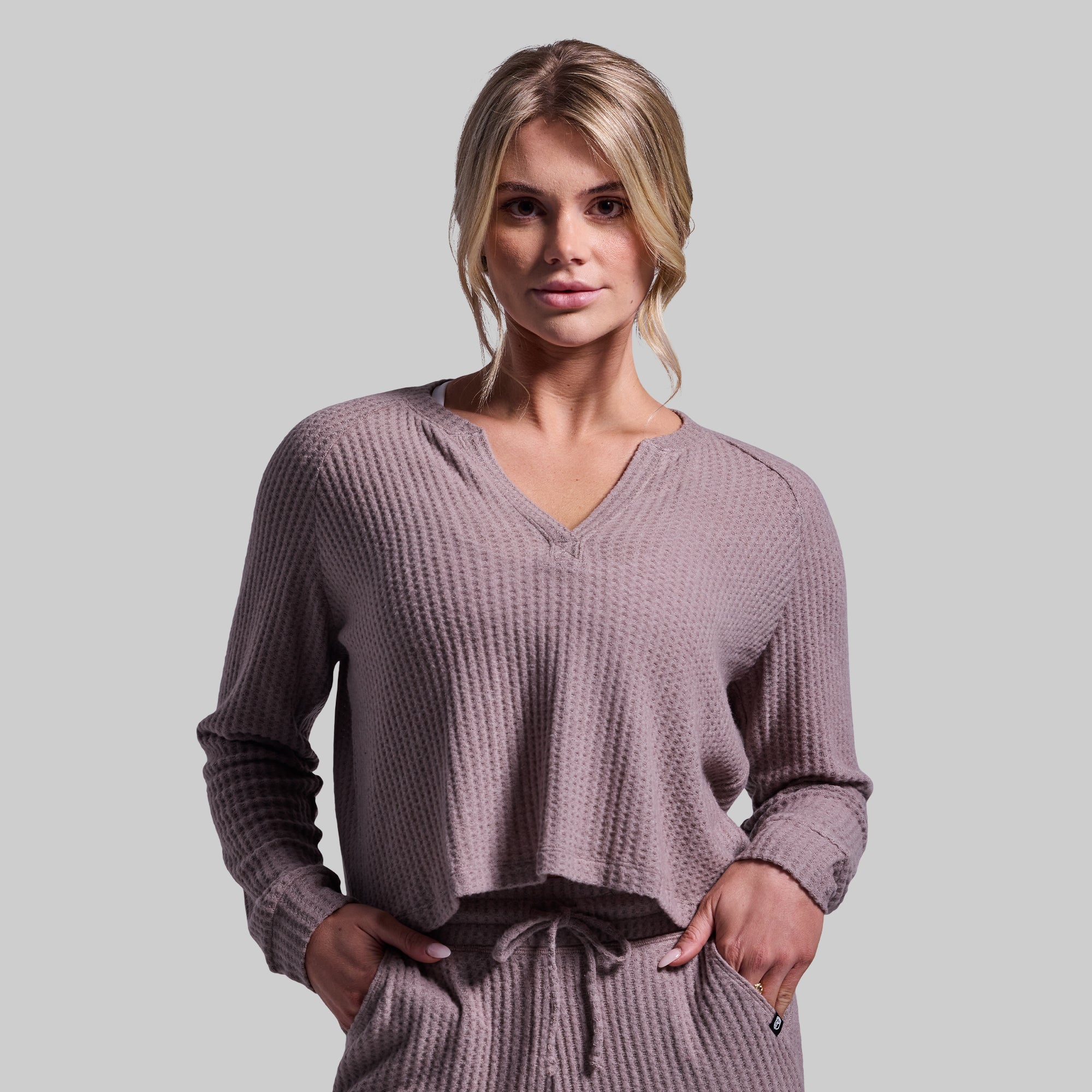 R&R Waffle Long Sleeve Shirt for Men - Soft Thermal Stucco Color Crewneck Top for Fall & Winter | Casual Wear, Layering, Outdoor Activities
