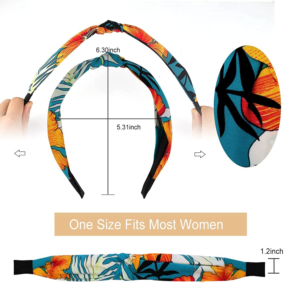 TOBATOBA 10 Pack Floral Knotted Headbands for Women - Non-Slip Wide Bow Knot & Turban Headbands - Fashion Hair Accessories for Work, Yoga, and Everyday Wear
