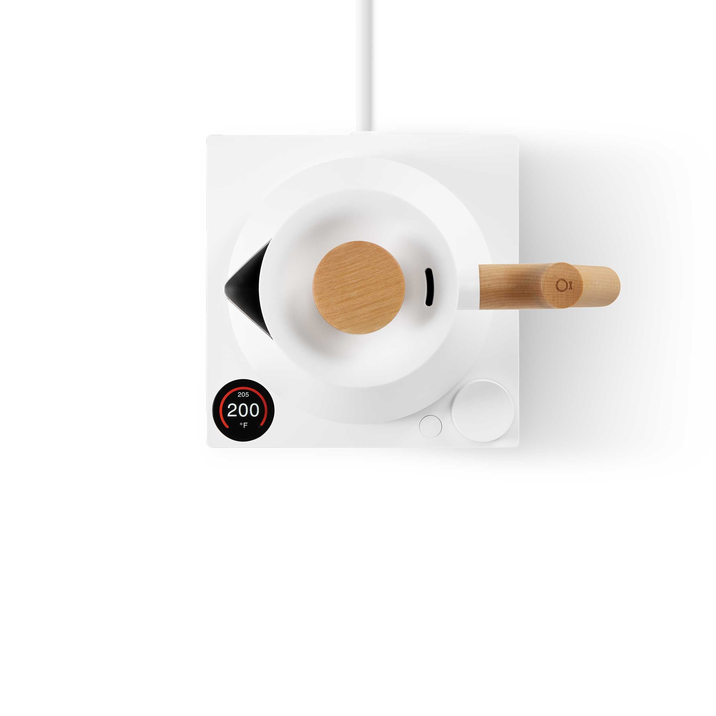 Fellow Corvo EKG Pro Electric Gooseneck Kettle - Matte White with Maple Wood Handle | Fast Heating, Precise Pouring for Coffee, Tea & Home Brewing