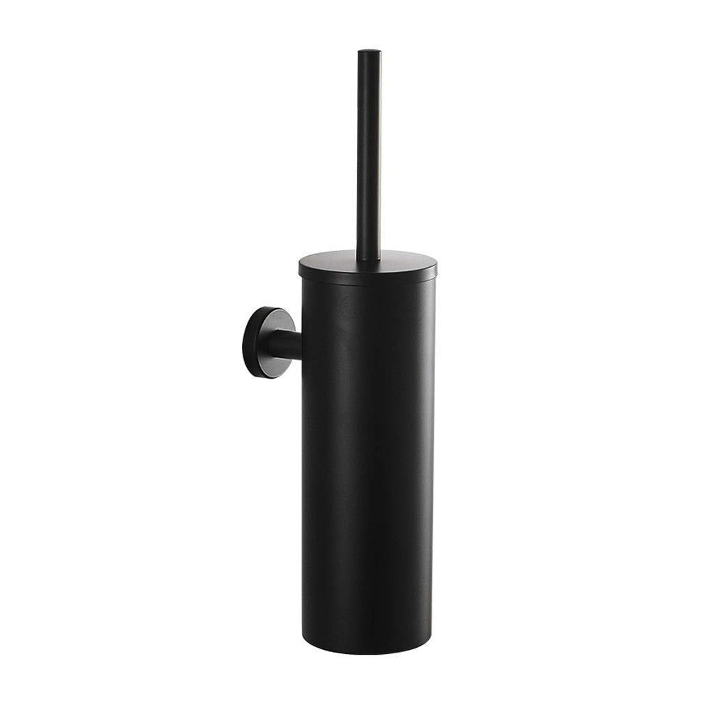 Wall Mounted Toilet Brush Set - Matt Black & Gold Stainless Steel Bathroom Toilet Brush with Holder | Space-Saving Cleaning Solution for Small Bathrooms & Modern Homes