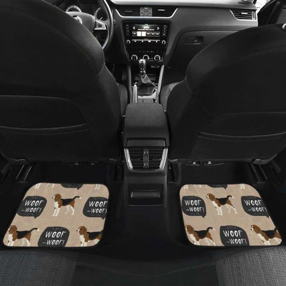 Beagle Pattern Front and Back Car Mats for Dogs - Non-Slip, Waterproof Custom Fit Floor Liners - Perfect for SUVs, Sedans, and Trucks (Model 221205)