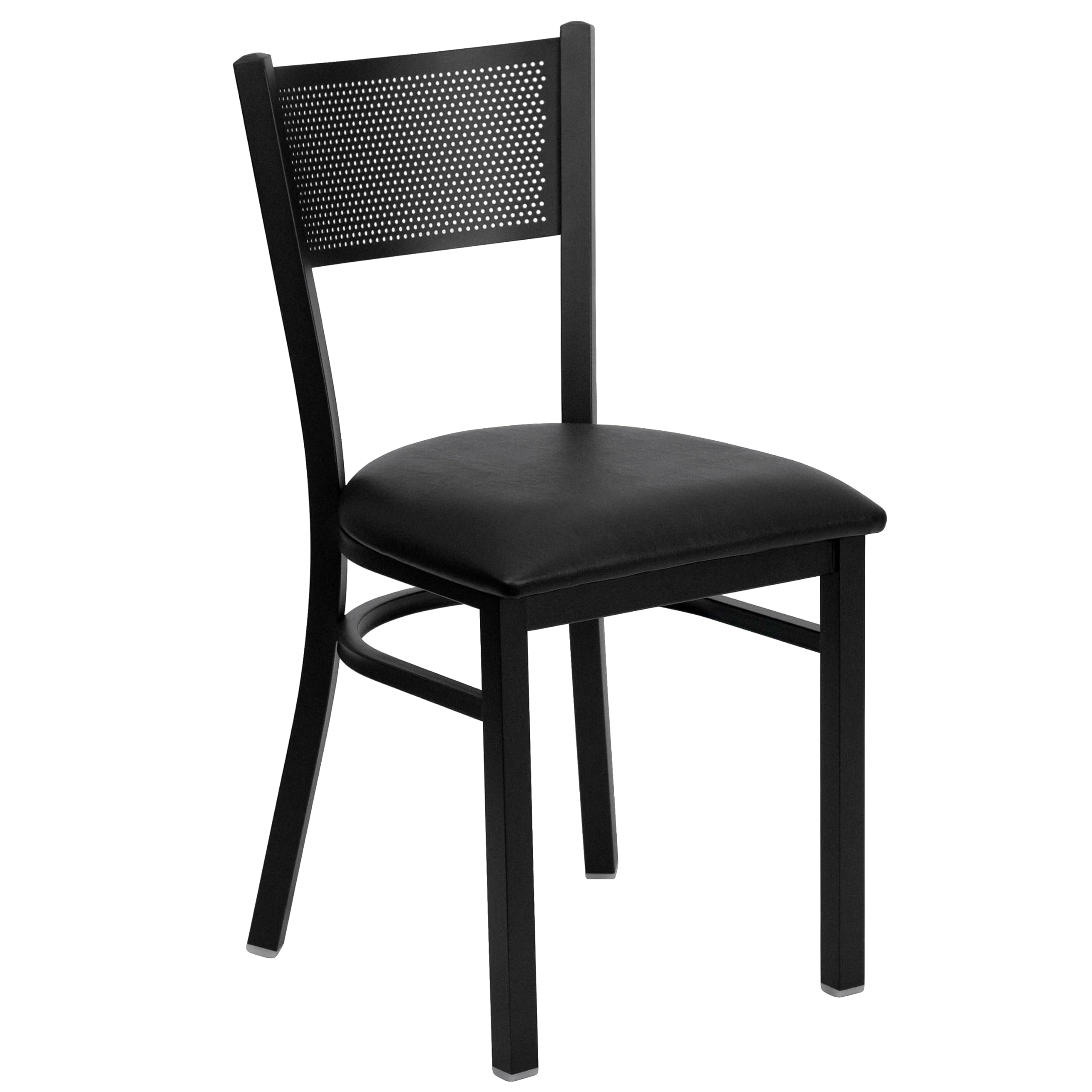 Flash Furniture HERCULES Series Black Grid Back Metal Restaurant Chair with Black Vinyl Seat - Heavy Duty Commercial Dining Chairs for Restaurants, Cafes, and Bars - Durable & Comfortable Seating Solution