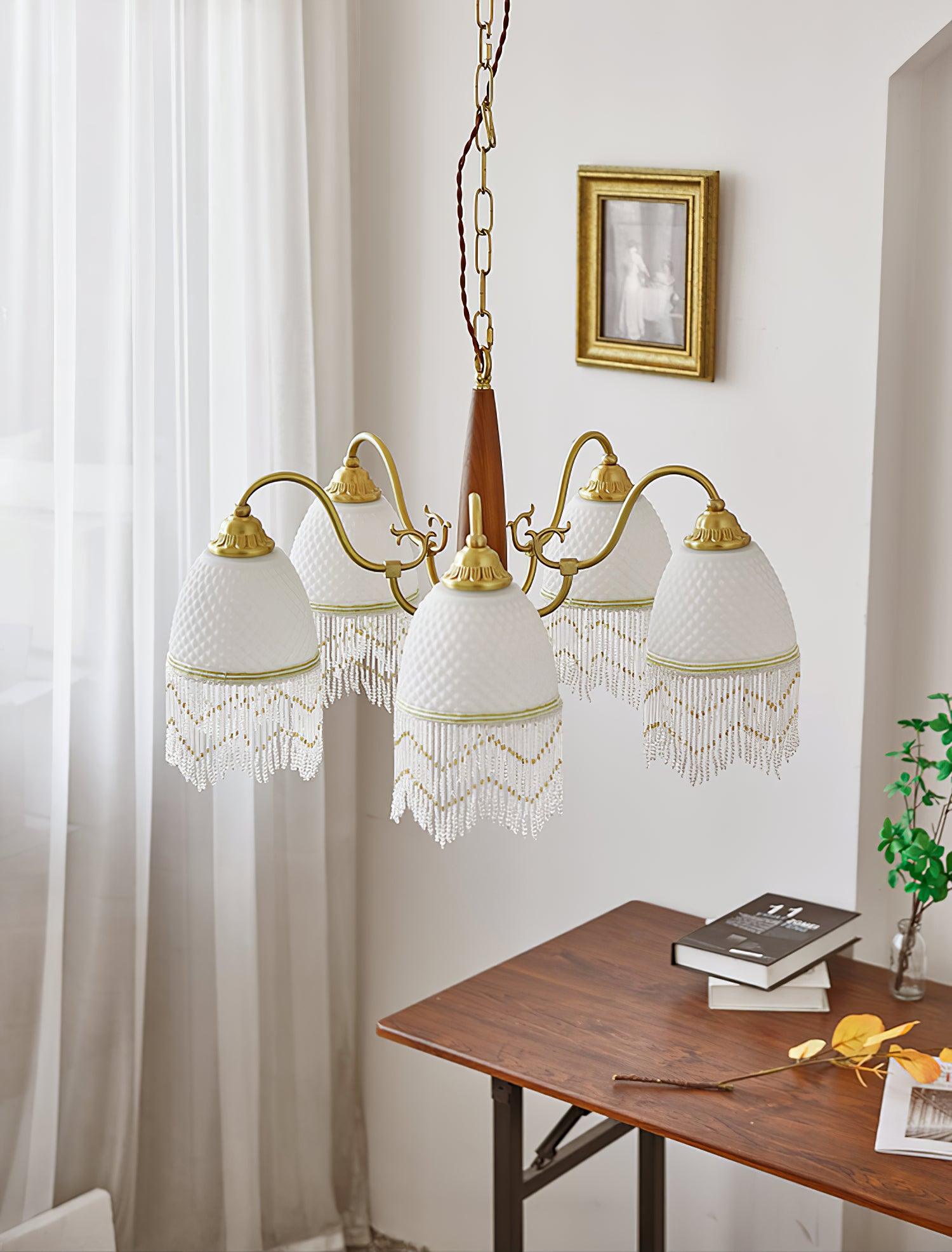 Elegant Mesh Tassel Glass Chandelier - Modern Crystal Ceiling Light Fixture for Dining Room, Bedroom, Living Room Decor - Perfect for Home, Wedding, Hotel Lighting