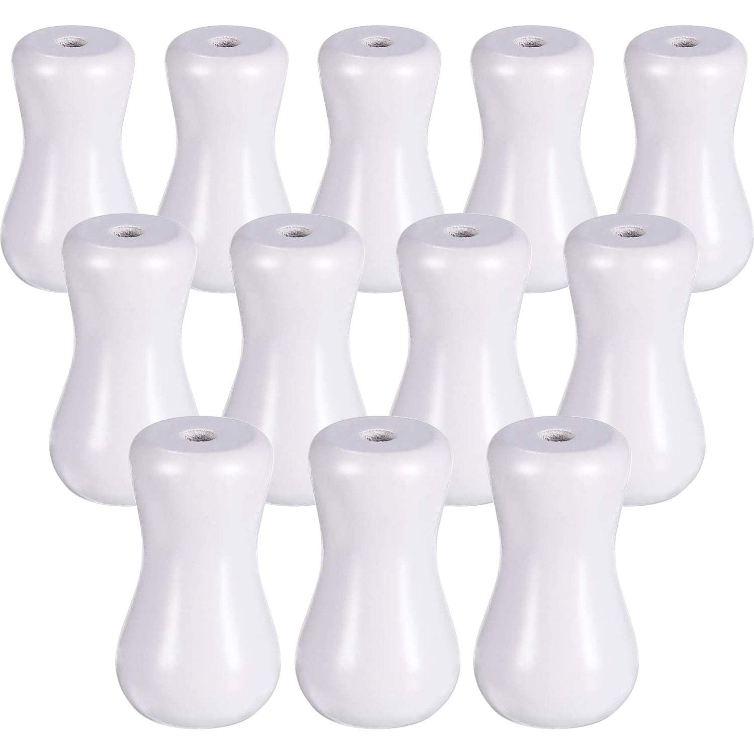 12 Pack White Wooden Blind Pull Cord Knobs - Natural Wood Tassels for Window Blinds & Curtains - Decorative Hanging Ball Pulls for Home, Office & Craft Projects