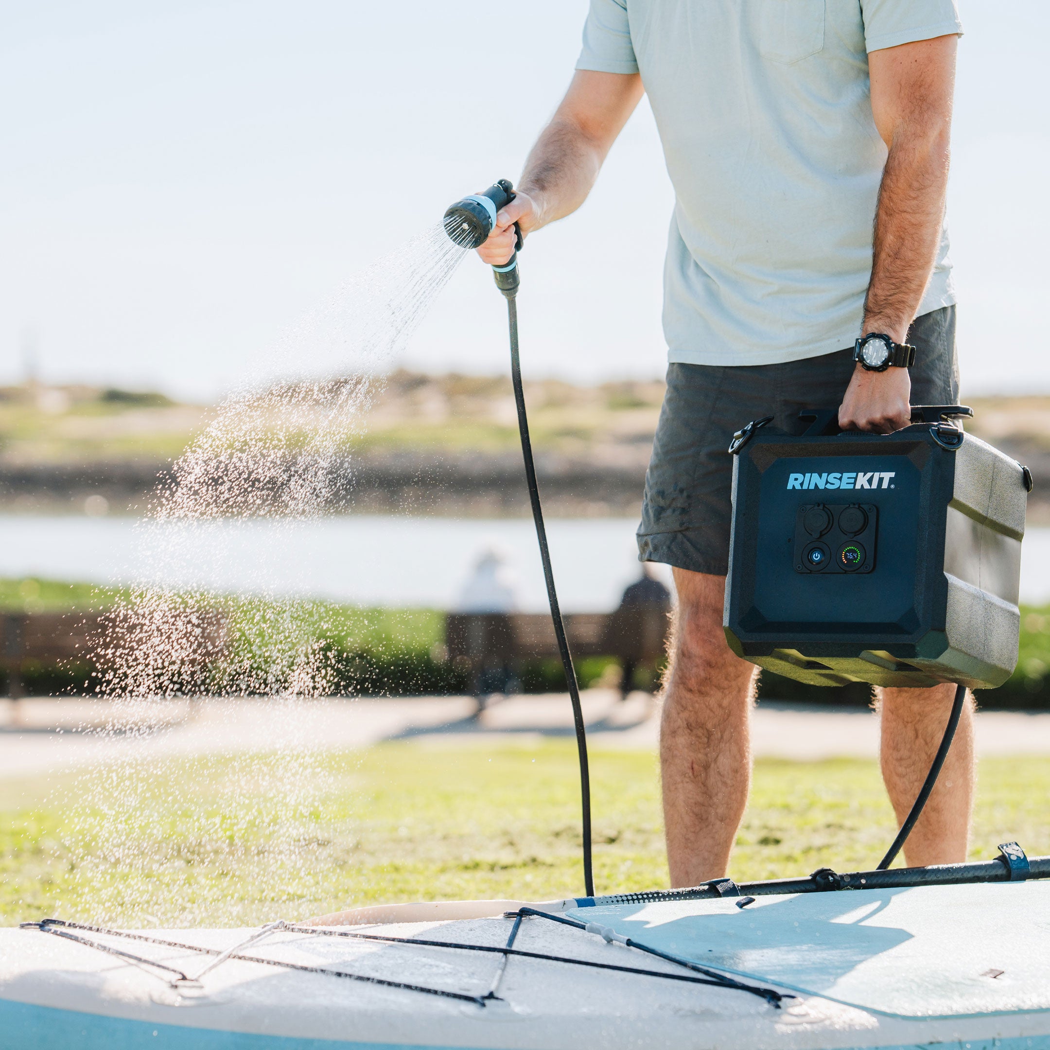 4 Gallon RinseKit Cube Portable Shower - Outdoor Camping, Beach, Hiking & Sports Gear - Compact Water Sprayer for RVs, Boats & Pets
