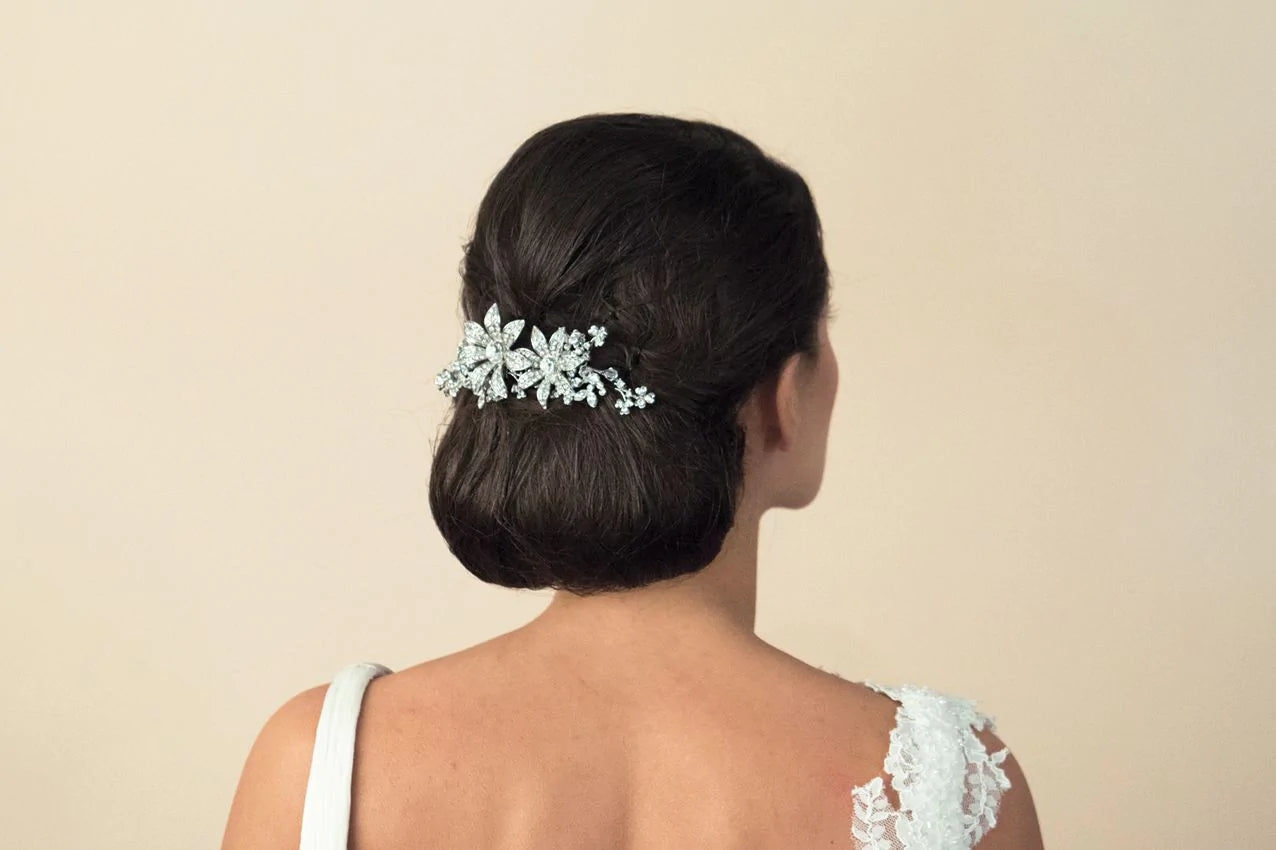Ivory & Co Silver Bridal Hair Comb with Austrian Crystals - Lotus Design for Weddings, Prom, and Special Occasions