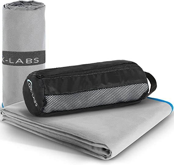QIK-LABS XL Microfiber Travel Towel - Ultra Absorbent, Quick Dry, Lightweight & Compact for Camping, Backpacking, Gym & Beach | Perfect for Outdoor Adventures, Travel & Sports