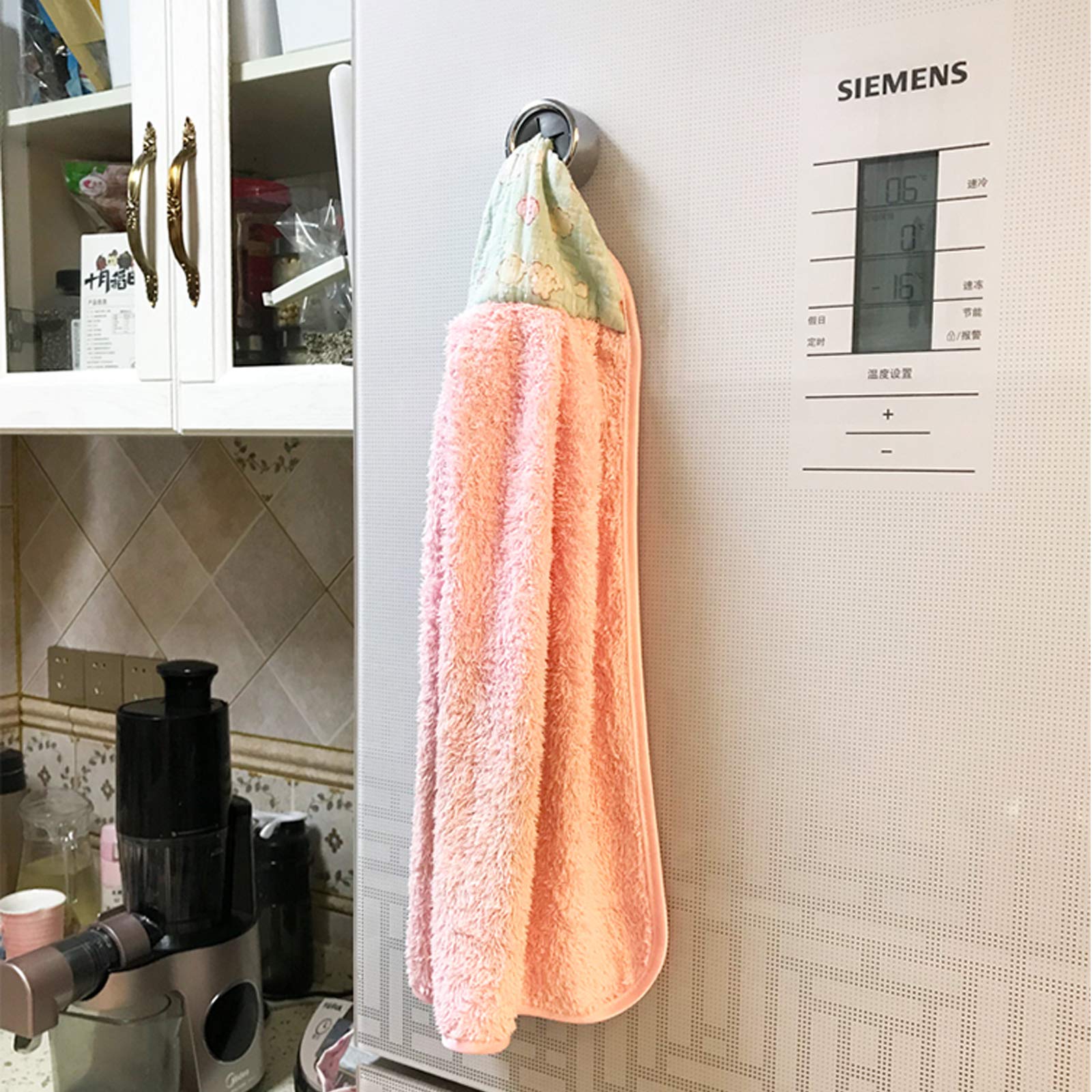6-Pack Self-Adhesive Push Hooks - No Drill Wall & Door Mounted Towel Hooks for Kitchen, Bathroom, Cabinet - Strong Adhesive Hanging Hooks for Towels, Dish Rags, Robes & More (Perfect for Small Spaces & Rentals)