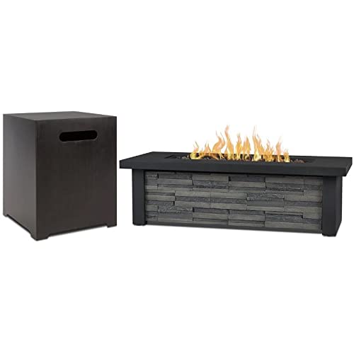 Home Square 2-Piece Outdoor Patio Set with Propane Fire Pit and Steel Tank Cover - Perfect for Backyard, Garden, and Camping Relaxation