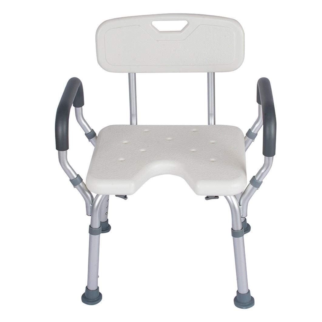 Adjustable Shower Chair with Arms & Back - Removable Bath Stool for Elderly, Disabled & Seniors - Tool-Free Assembly, Non-Slip Feet - Perfect for Spa, Bathtub & Bathroom Safety (White) - Ideal for Assisted Living, Post-Surgery Recovery & Daily Hygiene Care