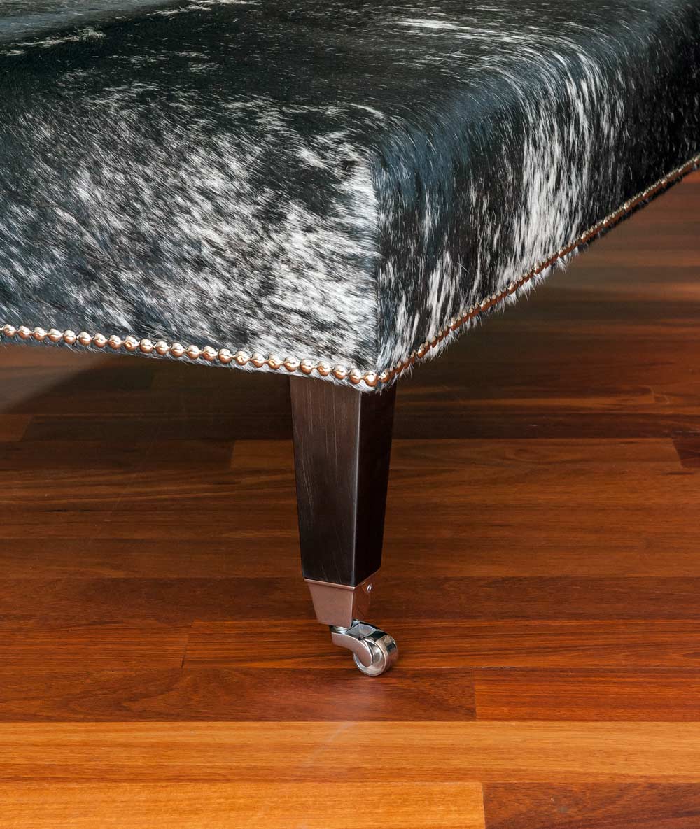 Premium Cowhide Ottoman with Sturdy Wood Legs - 51
