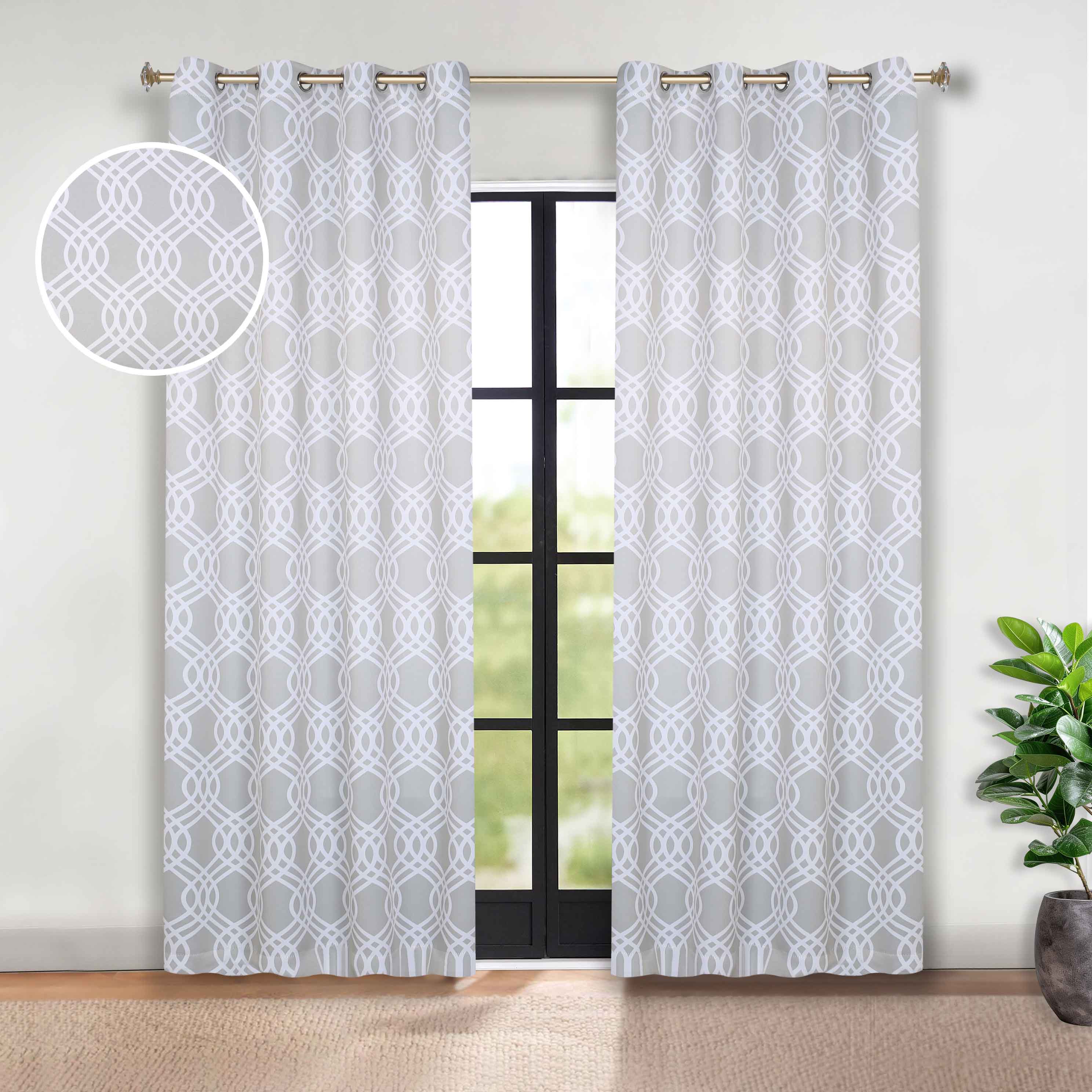 Washable Blackout Curtains with Ribbon Trellis Design - Room Darkening Window Treatment for Bedroom & Living Room - Thermal Insulated Drapes for Better Sleep and Energy Efficiency