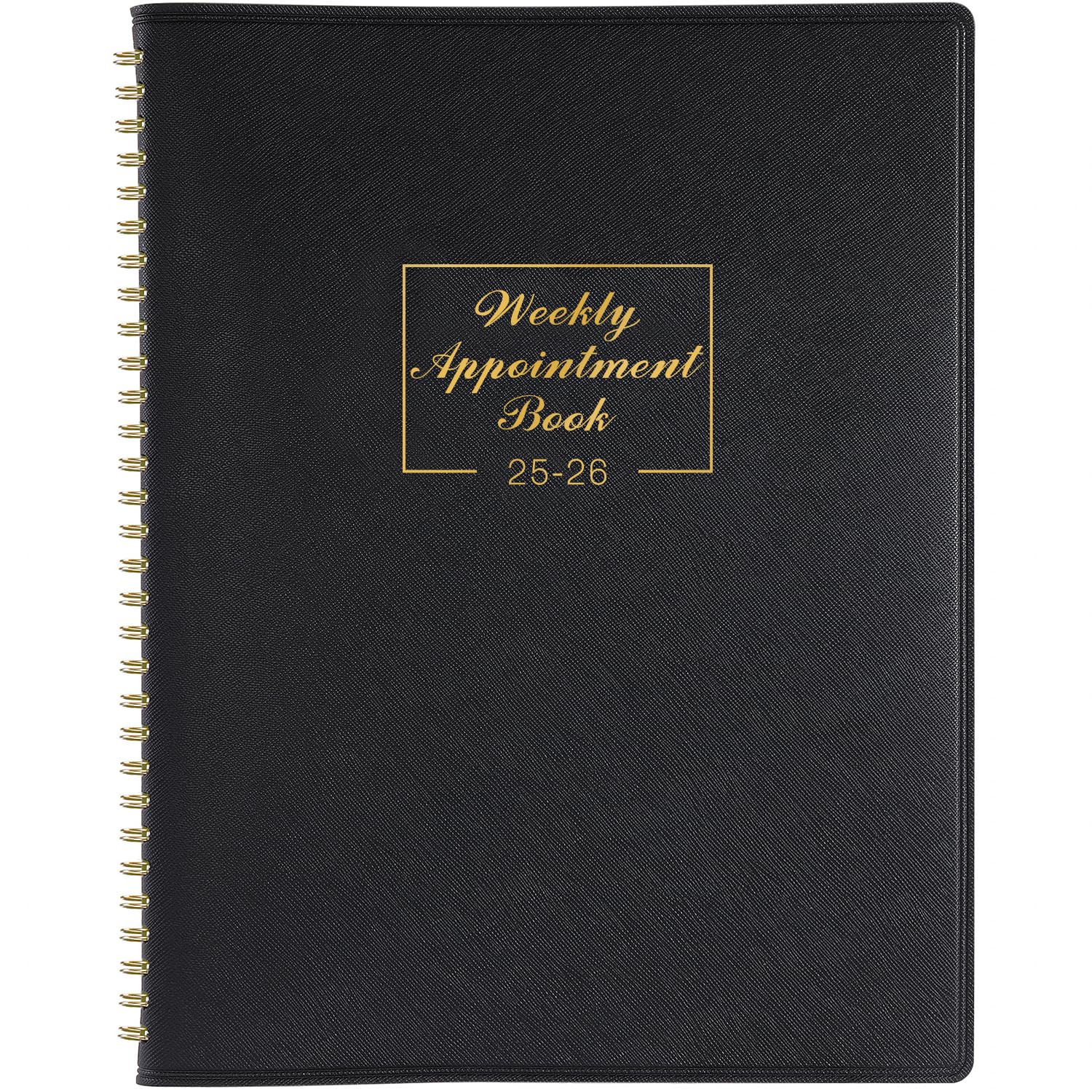 2025-2026 Appointment Planner - A4 Weekly Hourly Organizer with 15-Minute Intervals, Soft Leather Cover (21.8 x 29 cm) - Perfect for Business Professionals, Students & Personal Scheduling - Black Work Diary & Time Management Tool