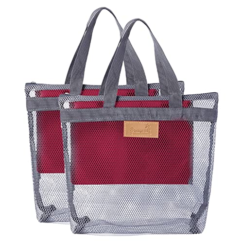 Portable Mesh Shower Caddy Tote Bag - Quick Dry Hanging Toiletries Organizer with Zipper for Bathroom, College Dorm, Beach Travel & Camping | Compact Waterproof Shower Storage for Cosmetics & Essentials (One Size)