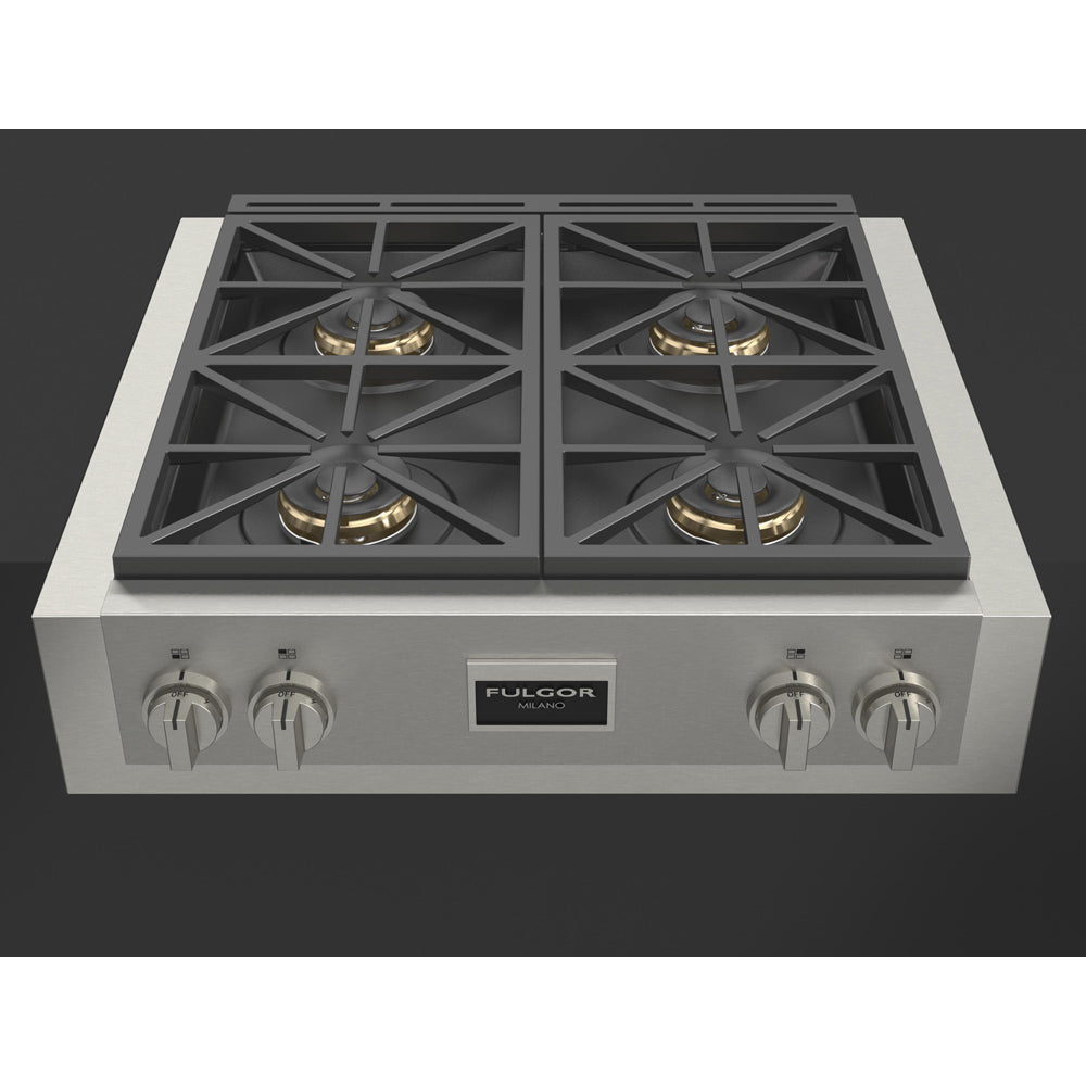 Fulgor Milano 30-Inch 600 Professional Series All-Gas Rangetop in Stainless Steel (F6GRT304S1) - Premium Commercial-Grade Cooktop for Home Chefs & Professional Kitchens
