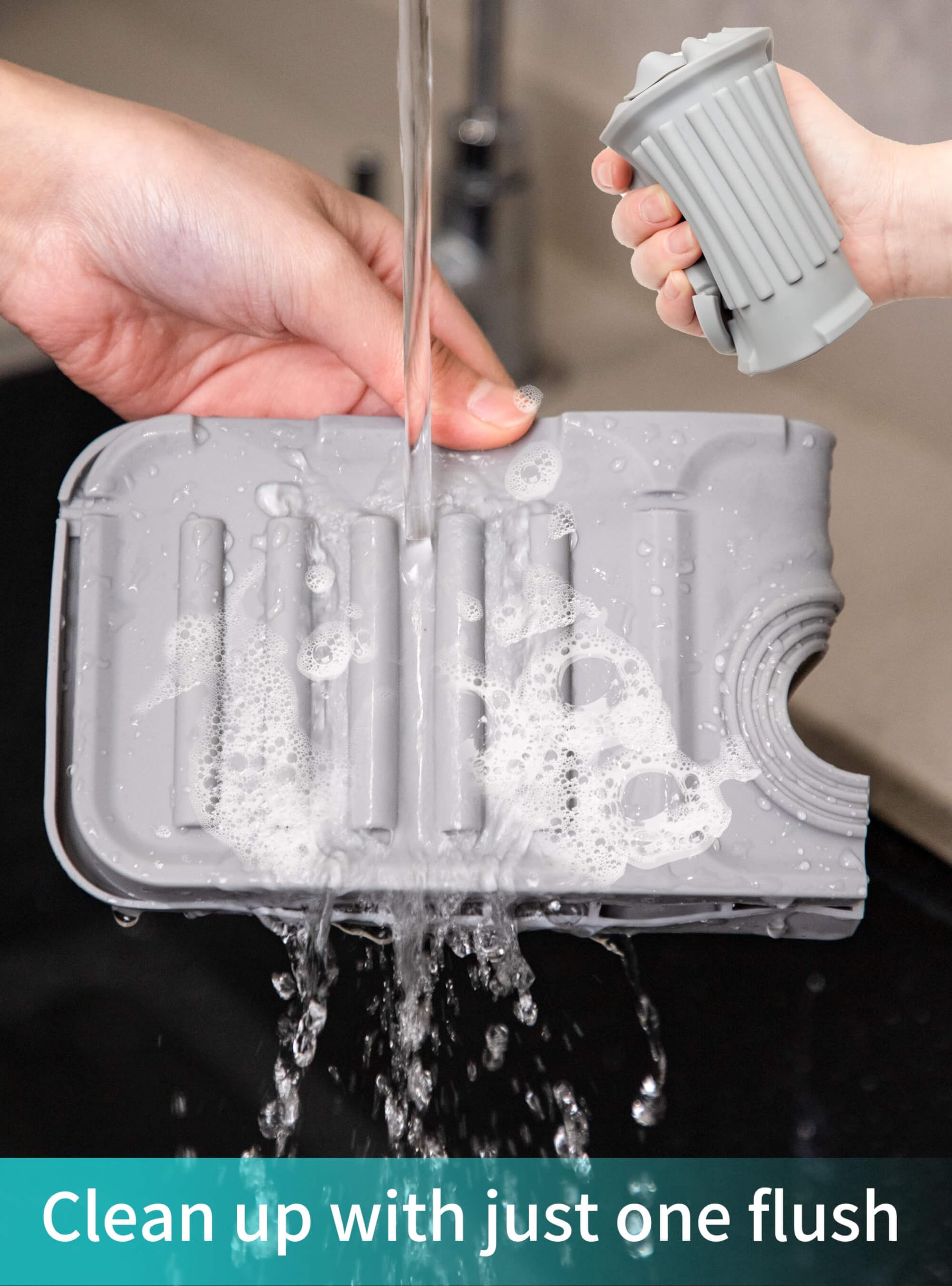 ARCLIBER Silicone Kitchen Sink Splash Guard with Drip Catcher Tray - 17.3