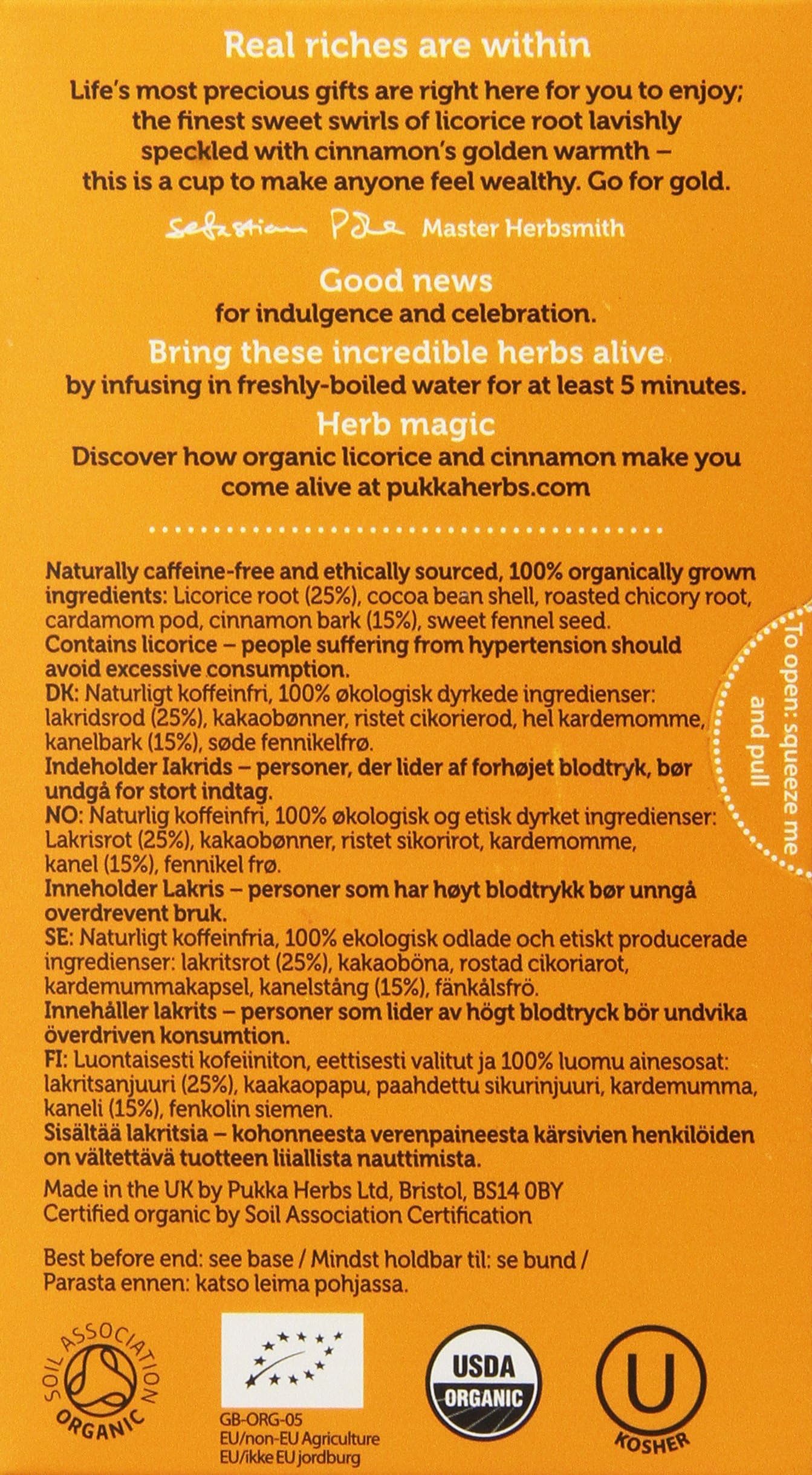 Organic Pukka Herbal Tea Bags - Licorice & Cinnamon Flavor, 20 Count | Caffeine-Free Herbal Infusion for Relaxation & Digestion | Perfect for Evening Tea Time, Stress Relief & Wellness Rituals