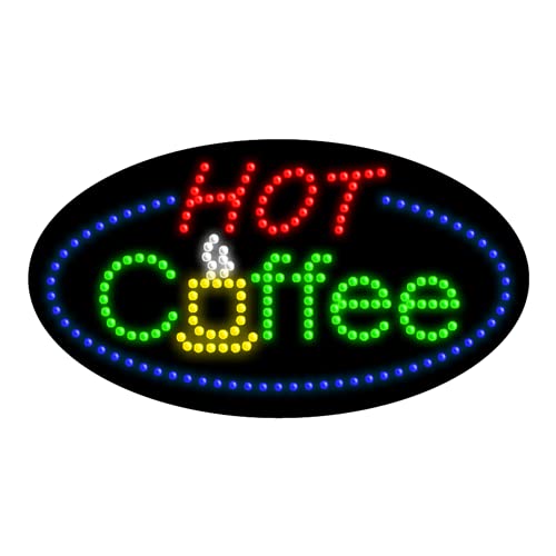 Hot Coffee LED Dots Sign #24509 - Bright Neon Cafe Decor for Coffee Shops, Restaurants & Home Bar - Perfect for Commercial Use & Indoor Lighting