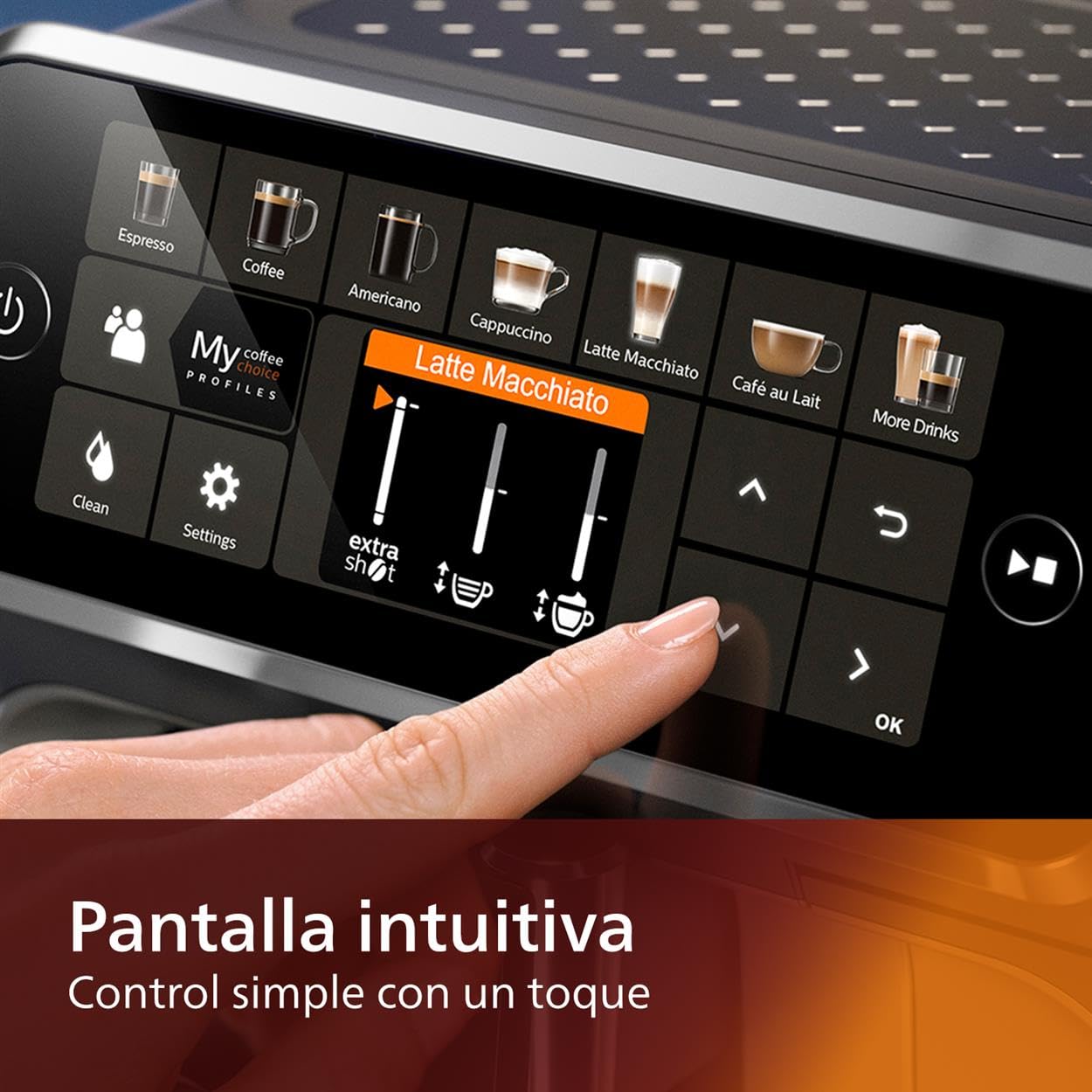 Philips 5400 Series Fully Automatic Espresso Machine with LatteGo Milk System - 12 Coffee Varieties, Intuitive Touch Display, 4 User Profiles, Black (EP5441/50) - Perfect for Home Baristas & Coffee Lovers