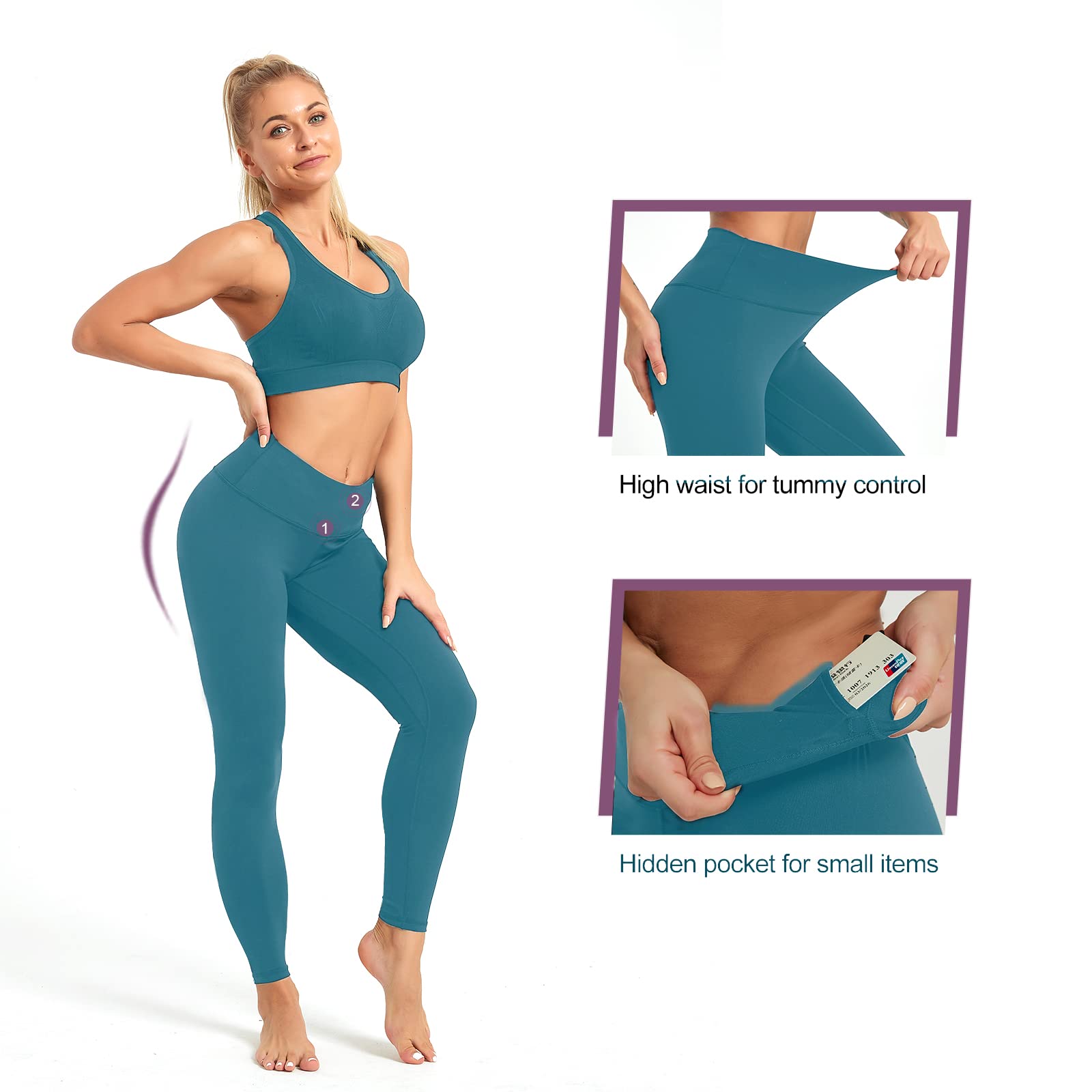 High Waisted Yoga Leggings for Women with Pockets - Tummy Control & Butt Lift Workout Leggings - Running, Gym & Lounge Pants for Active Women