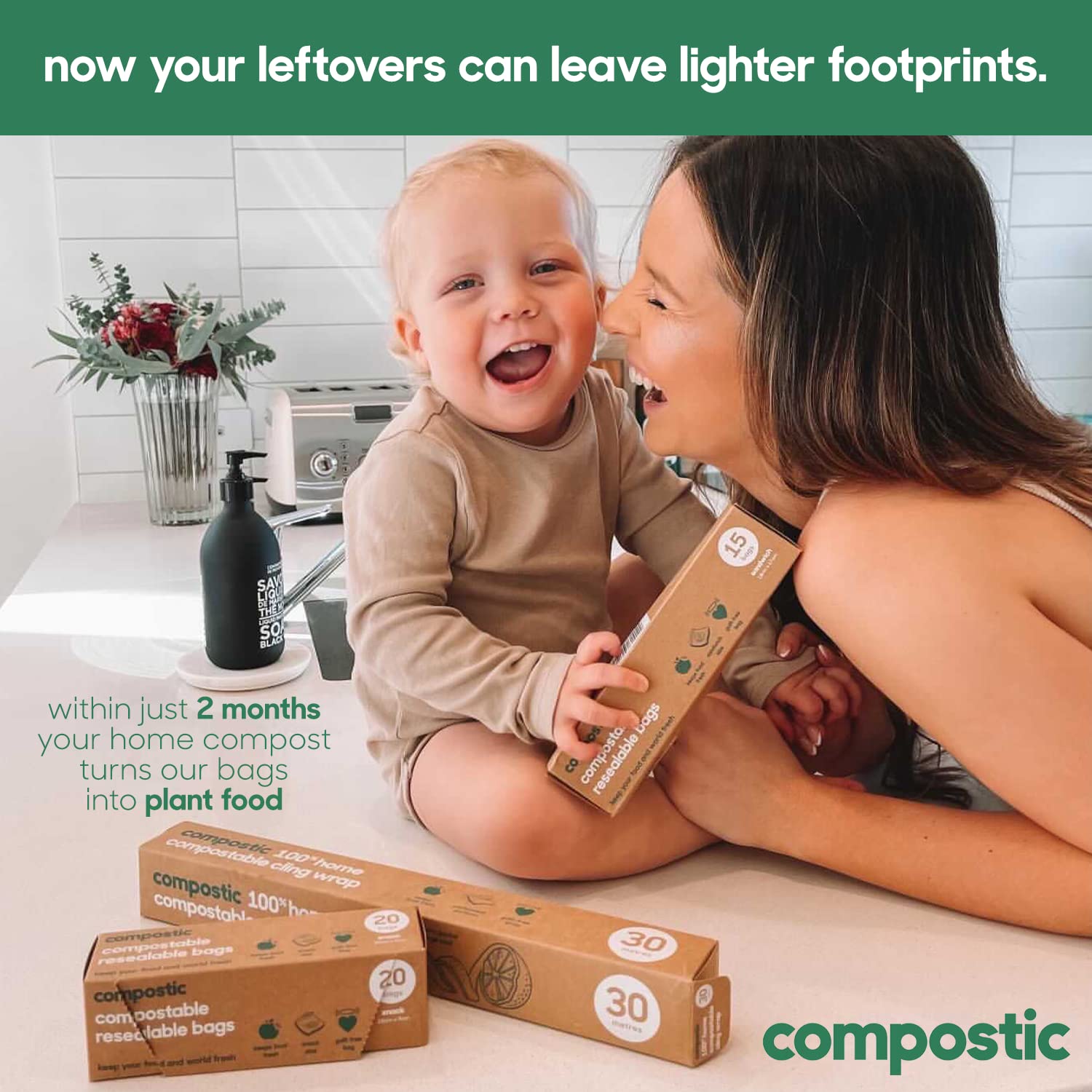 **Eco-Friendly Home Compostable Resealable Gallon Bags (10.5