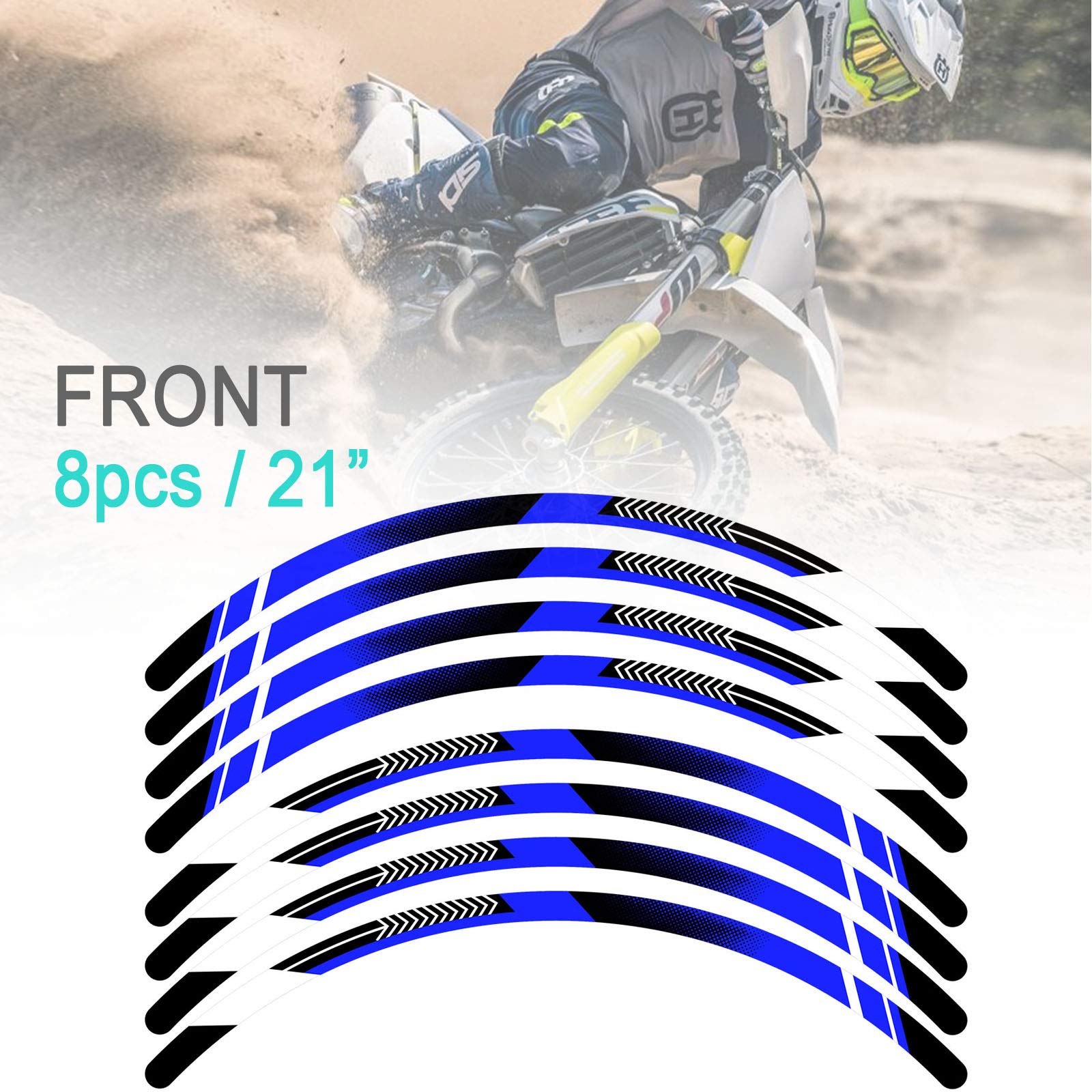 KETABAO MX Bike Rim Tape A01 - Durable Decals & Stickers Protector for 18-21 Inch Motorcycle Rims - Compatible with Honda XR250R XR400R XR650L XR650R (Blue) - Perfect for Off-Road Racing & Motorcycle Customization