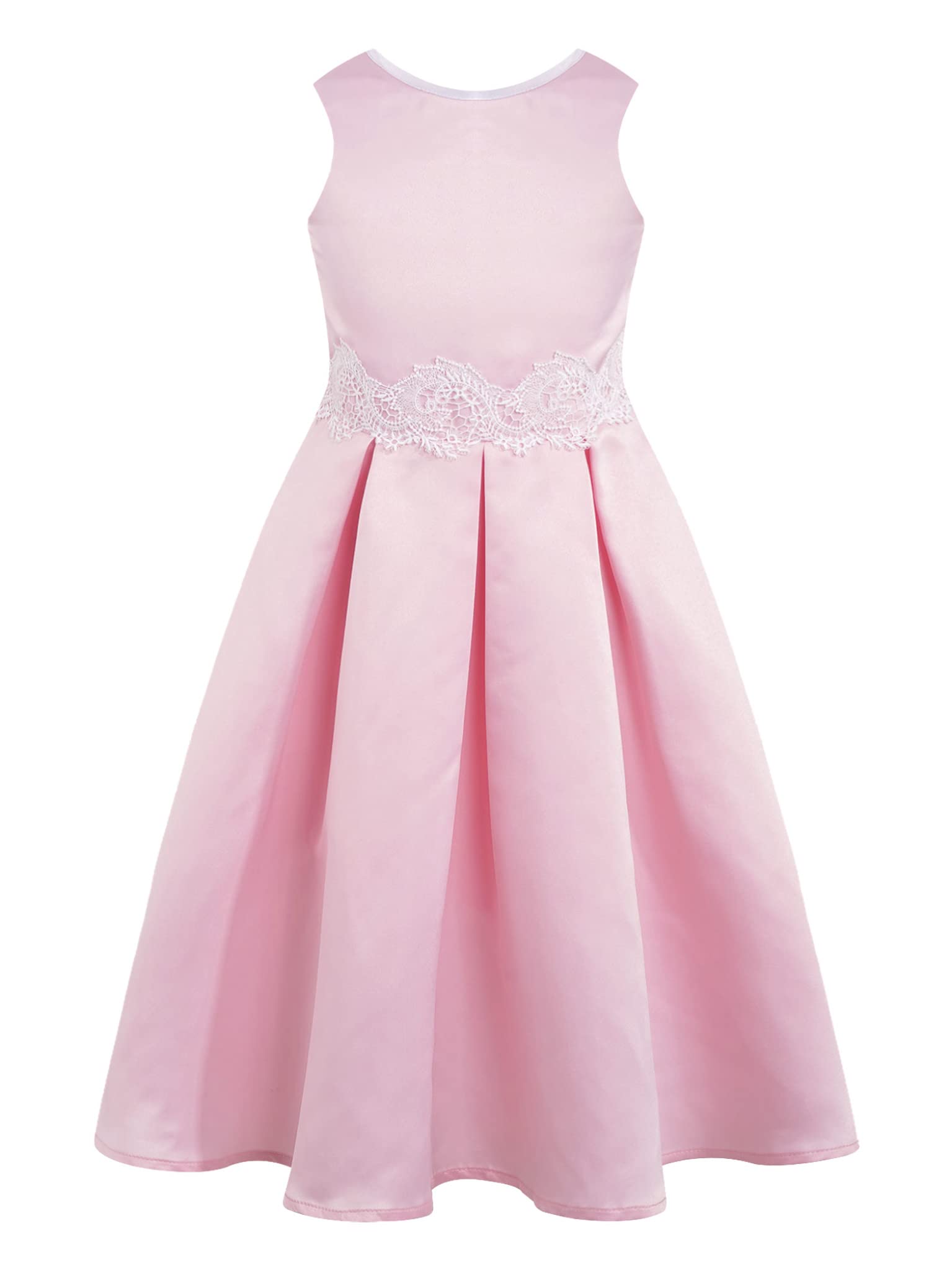 Sholeno Girls Elegant Sleeveless Satin Flower Girl Dress for Weddings, Birthday Parties & Pageants - Pleated Hem Princess Dress for Special Occasions