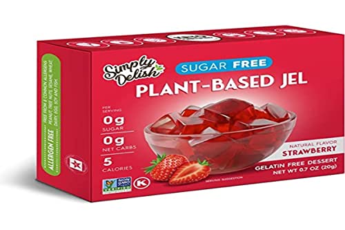 Simply Delish Natural Strawberry Jel Dessert - Sugar Free, Non GMO, Gluten Free, Fat Free, Vegan, Keto Friendly - 0.7 OZ (Pack of 1) | Perfect for Healthy Snacking, Dessert Toppings & Keto Diet Meals