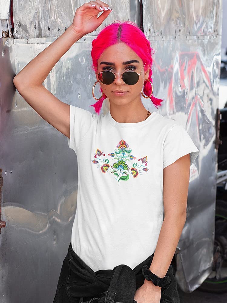 Beautiful Watercolor Folk Flower T-Shirt for Women - Soft & Stylish Casual Tee - Perfect for Everyday Wear, Outings & Boho Fashion