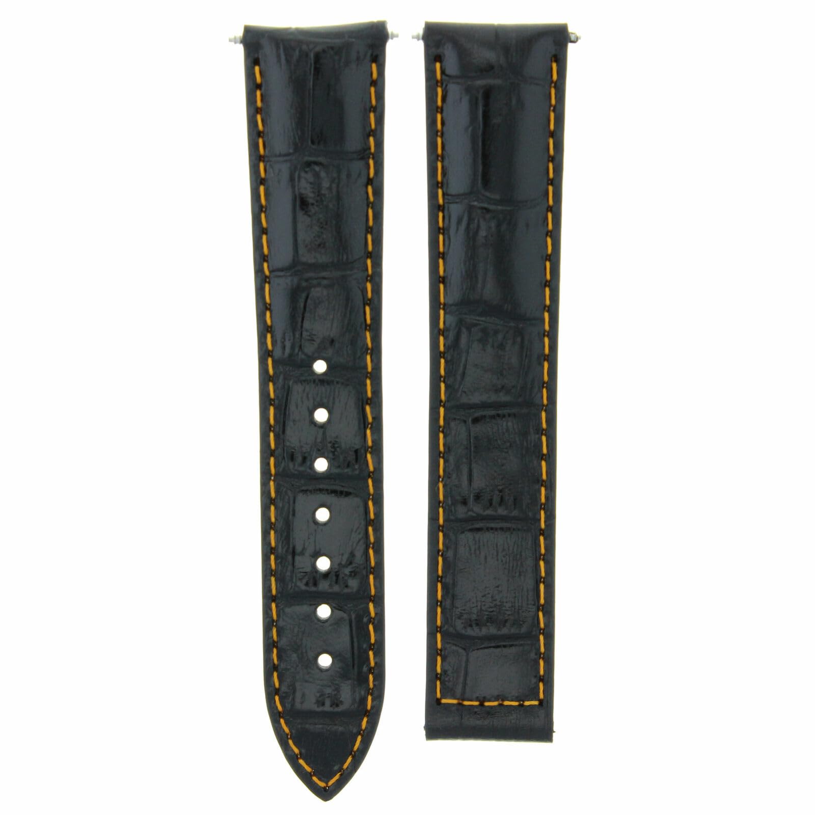 18mm Genuine Leather Watch Band Strap with Deployment Clasp - Compatible with Omega Seamaster - Black with Orange Stitching - Perfect for Business, Casual & Outdoor Activities