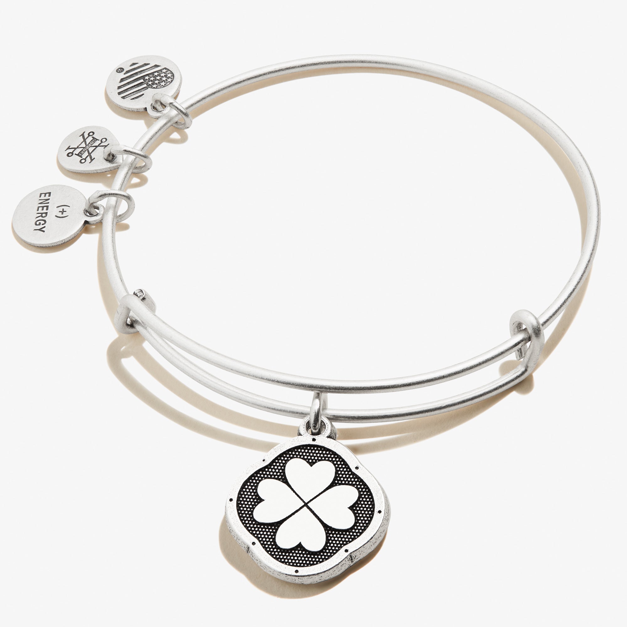 Four Leaf Clover Charm Bangle Bracelet - Lucky Irish Jewelry for Women, Sterling Silver Clover Pendant Wristband | Perfect for St. Patrick's Day Gifts, Birthday & Good Luck Charm