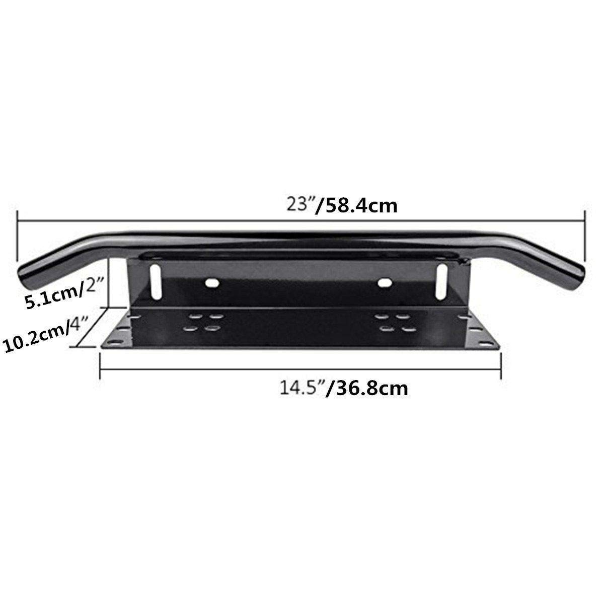 Heavy Duty Bull Bar Front Bumper with LED Work Light & License Plate Mount - Offroad SUV Bumper Accessory for Jeep, Truck & 4x4 Vehicles - Perfect for Night Off-Roading, Camping & Work Sites