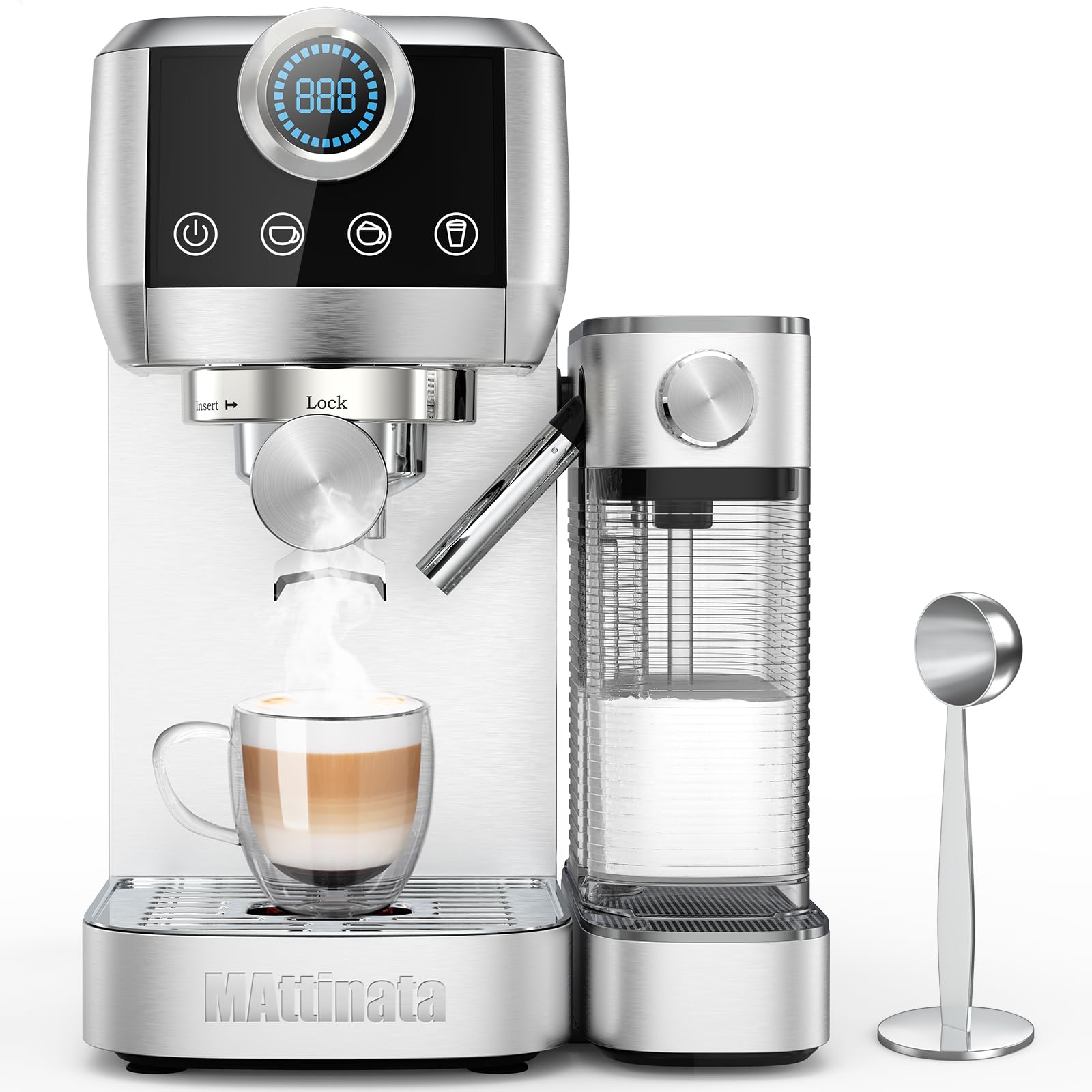 Premium 20 Bar Espresso Machine with Automatic Milk Frother - Touchscreen Coffee Maker for Latte & Cappuccino - Stainless Steel Home Barista System - Perfect for Gifts, Small Kitchens & Coffee Enthusiasts