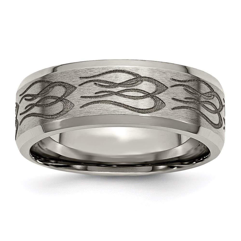 8mm Titanium Beveled Edge Wedding Band Ring - Brushed & Polished Finish, Women's Engagement Ring, Fine Jewelry Gift for Her - Perfect for Proposals, Anniversaries & Special Occasions