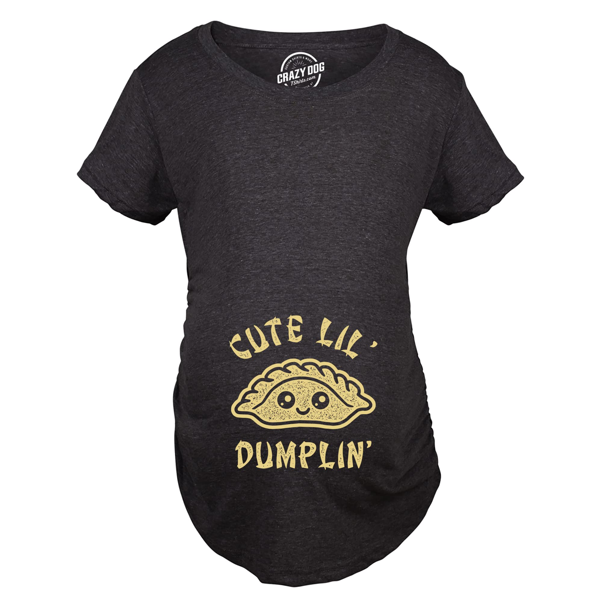 Funny Cute Lil Dumplin Maternity T-Shirt - Baby Shower Announcement Top for Pregnancy Announcements & Gender Reveal Parties - Comfortable Cotton Tee for Expecting Moms