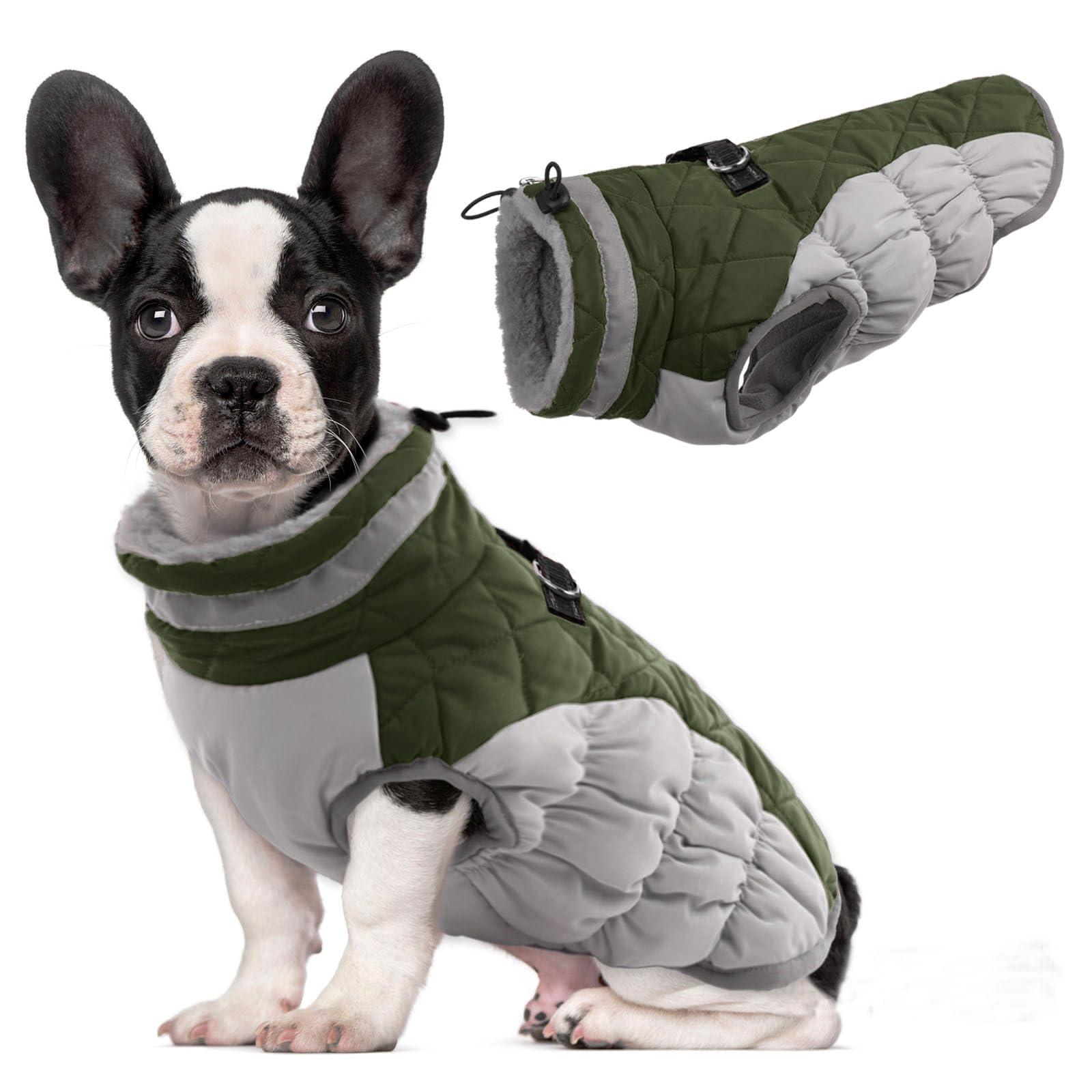 Lelepet Warm Winter Dog Coat with Harness - Windproof, Reflective Turtleneck Fleece Jacket for Small, Medium & Large Dogs | Cold Weather Protection for Outdoor Walks & Winter Adventures